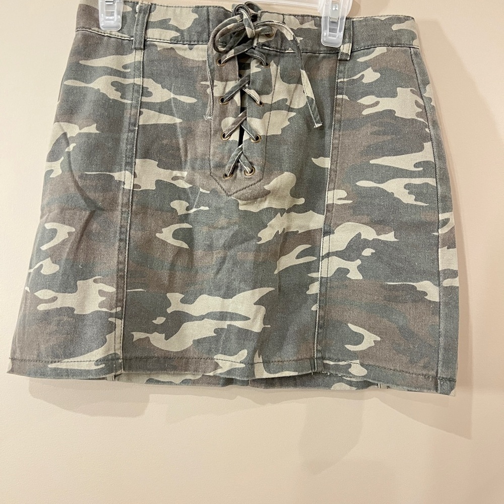 Forever 21 Camouflage Lace-Up Mini Skirt